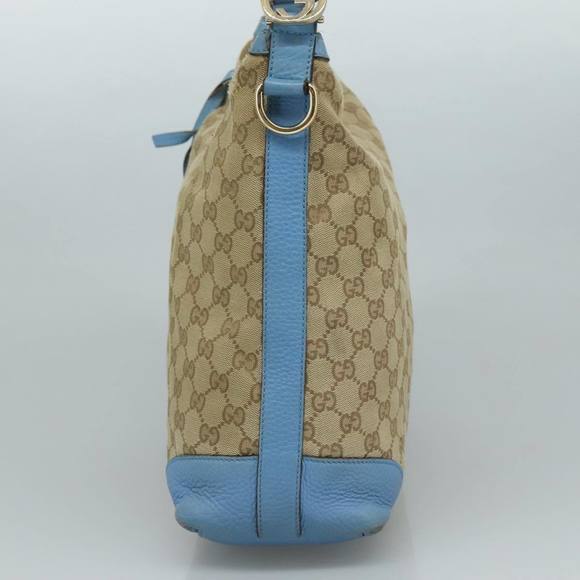 GUCCI GG Canvas Shoulder Bag 2way Navy Gold Light blue 326514 Auth 111050 - Picture 4 of 16